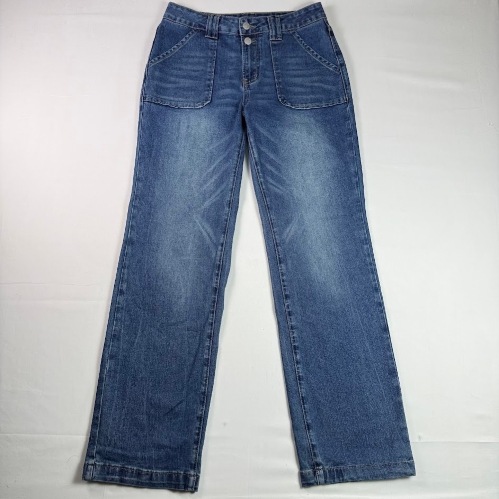 Flamingals Womens High Waisted Wide Leg Jeans Blue Denim Size 30x31 (S)